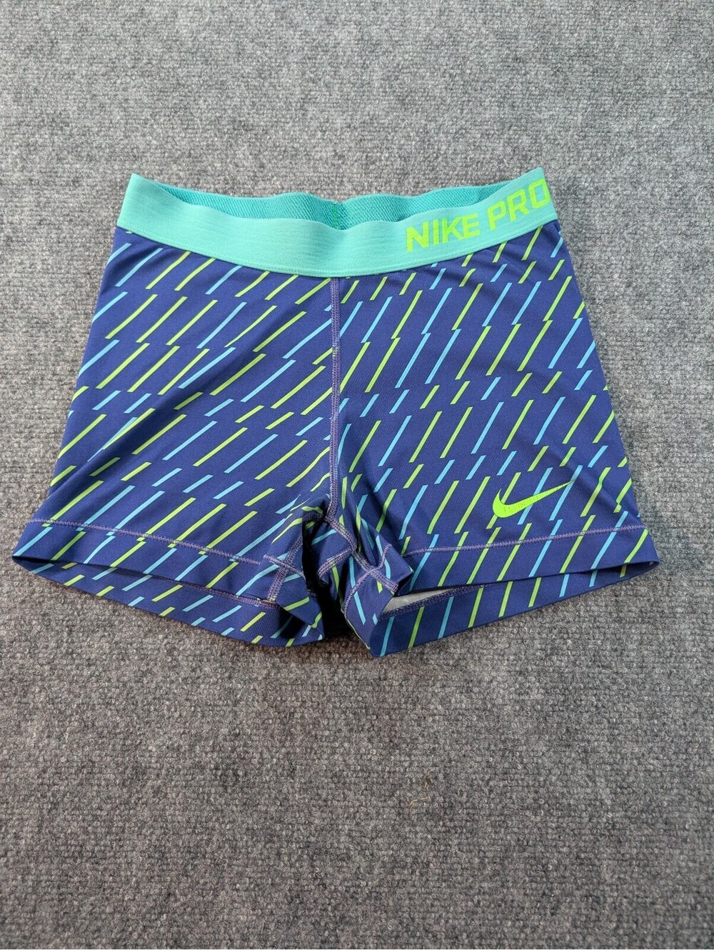 Nike Pro Women's Medium Blue Green Compression Shorts Running Gym Activewear
